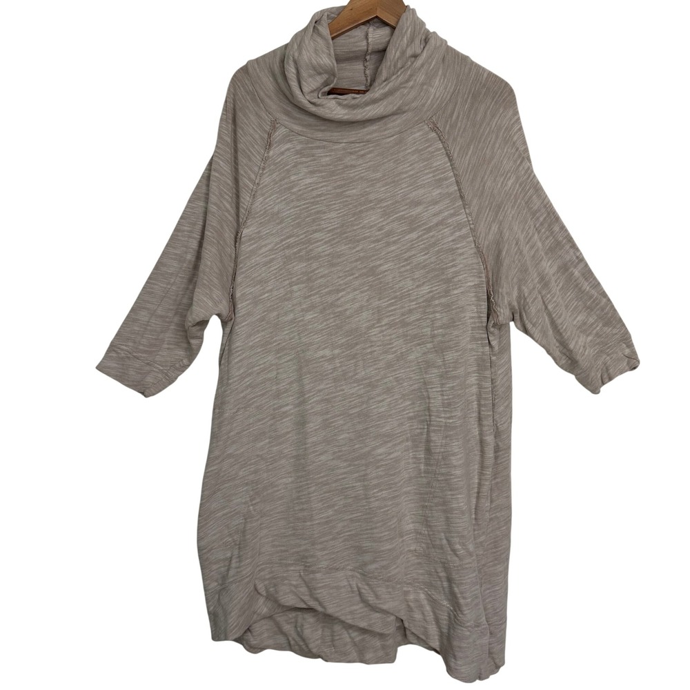 Free People Beach Two Body Corps Deux Cowl Neck Tunic Dress Beige‎ Tan Cotton